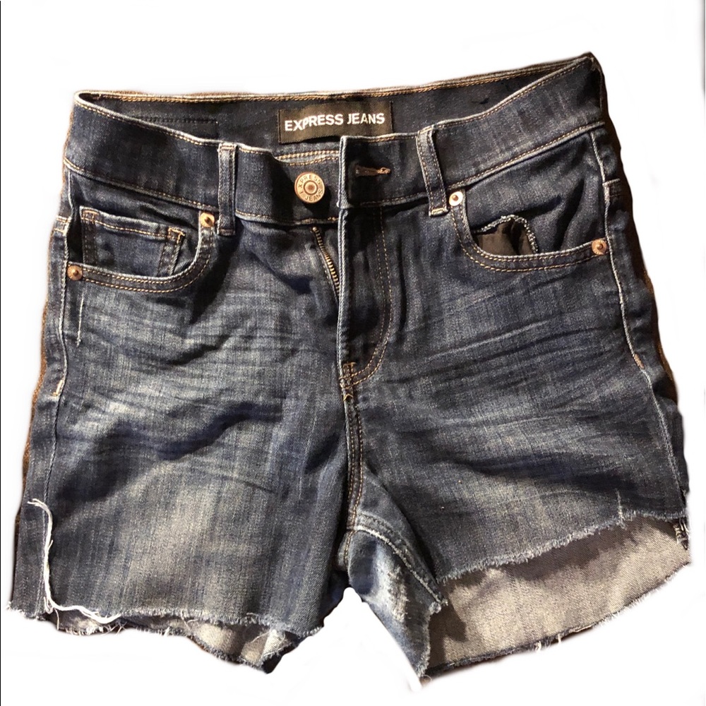 Express high rise denim shorts